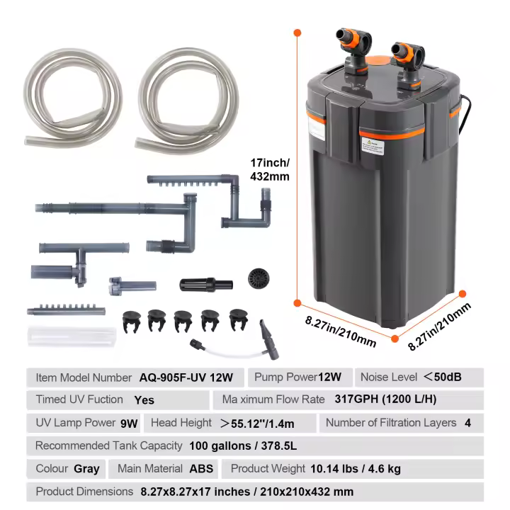 SucceBuy Filtro de acuario, filtro sumergible ultrasilencioso con protección UV, filtro interno multifunción para peceras - 1