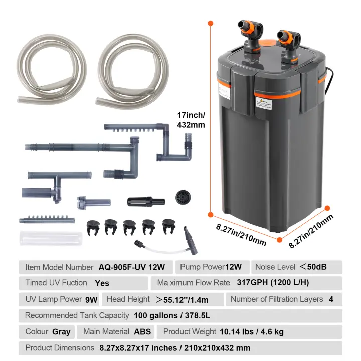 SucceBuy Filtro de acuario, filtro sumergible ultrasilencioso con protección UV, filtro interno multifunción para peceras - 1
