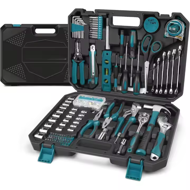 Caja de Herramientas Azul Tamaño 9,5 x 31 x 43 cm Martillo, Alicates, Llave Inglesa, Destornilladores de Precisión para Hogar, Oficina, Coche Motors - 1