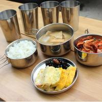 8 unids/set ultraligero de acero inoxidable olla de Picnic Kit de sartén para acampar al aire libre senderismo utensilios de cocina tazón cubierta de taza juego de cocina - details 0