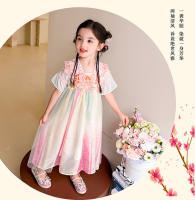 Vestido de princesa mejorado estilo Tang antiguo Hanfu con hombros descubiertos y nube de encaje bordado edición china de verano para niñas - details 17
