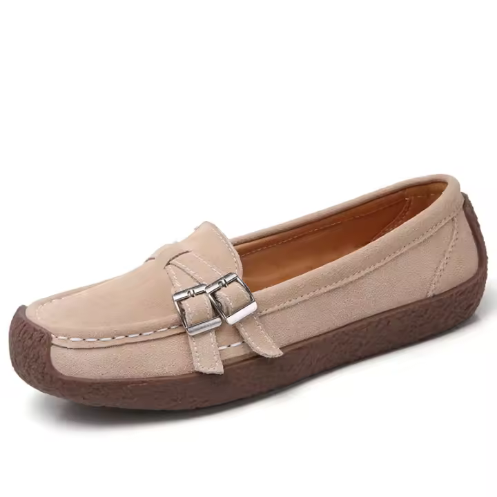 Mocasines clásicos de cuero genuino para mujer, zapatos náuticos informales sin cordones, zapatos planos cómodos de moda - 1