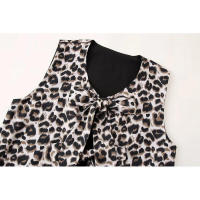 TRAFZA Conjunto de 2 piezas para mujer, pantalones largos con cremallera, traje informal suelto elegante vintage con estampado de leopardo sin mangas con cuello en V - details 6