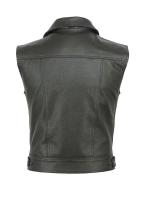 Chaleco de cuero para motociclista hombre Chaqueta ligera sin mangas con bolsillo grande - details 2