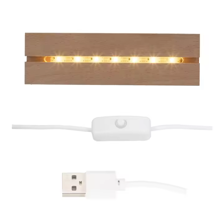 Soporte de Luz LED Cálido Blanco 15cm Largo con Cable USB de 1.5m Ideal para Luces Nocturnas de Resina Acrílica Plexiglas - 1