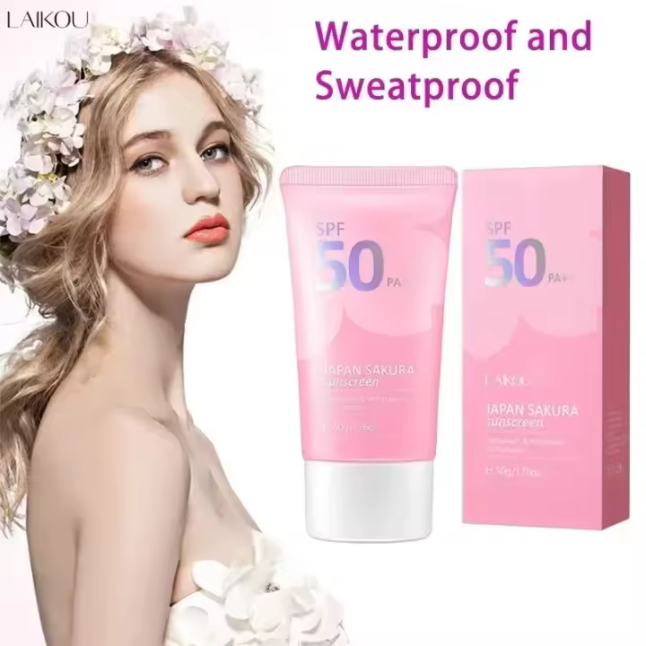 LAIKOU SPF 50 PA +++ Sakura protector solar para cara cuerpo cuello bloqueador Solar bloqueador solar de larga duración protector solar Facial crema solar 50g - 1