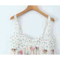 Vestidos 2025 Verano Mujer Sexy Espalda Descubierta Patchwork Estampado Floral Vestido de Tirantes Cintura Alta Línea A Mini Vacaciones Casual Robe - details 1