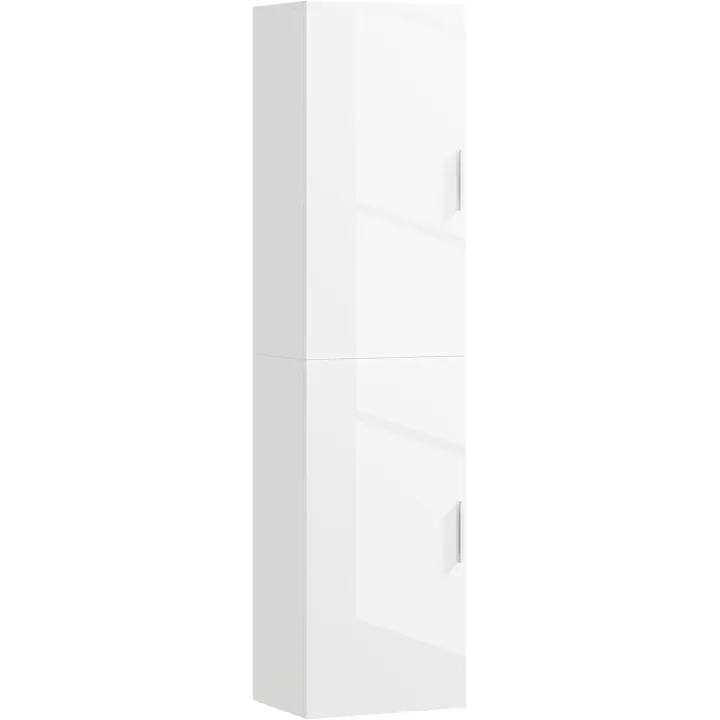 Columna de Baño de Pared Armario de Baño Estrecho con Estantes Ajustables y 2 Puertas Mueble de Baño Moderno para Espacio Pequeño 40x30x160 cm Blanco Brillo - 1