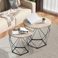 Mesa auxiliar de metal Función de cesta para salón, dormitorio, oficina Marrón claro/negro - details 1