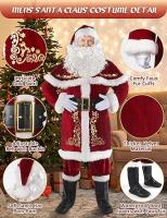 Traje de Santa Claus de Lujo Conjunto Casual para Hombres con Cinturón, Sombrero, Top, Mantel, Zapatos, Guantes y Barba - details 7