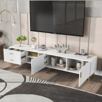 Soporte de TV de Madera Moderno para Televisión de 75 Pulgadas Lowboards, TV-Boards, TV-Konsolen, Centro de Entretenimiento Blanco - details 0