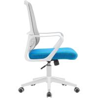 Silla de escritorio ergonómica con ruedas giratorias antiarañazos, respaldo de tela transpirable y soporte lumbar, sillón de estudio u oficina, ajuste de altura del gas 98-108 cm (azul y - details 1