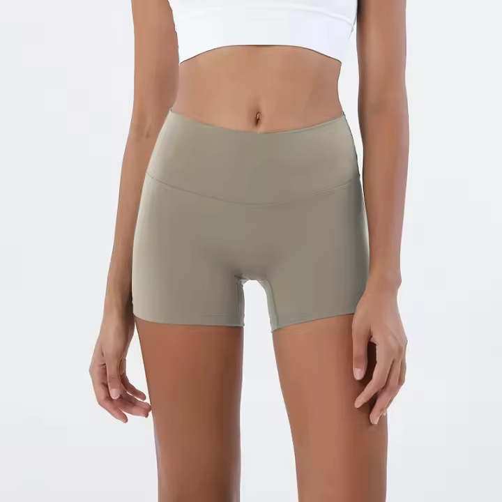 pantalones cortos de yoga para levantamiento de cadera, pantalones cortos de tres cuartos para mujer, cintura alta, color melocotón, color nude, para correr, deportes, secado rápido - 1