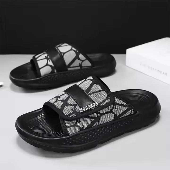 Zapatillas para hombre, zapatos informales de verano para la playa al aire libre, sandalias para caminar, cómodas, ligeras, de lujo, de diseñador, de cuero, a la moda - 1