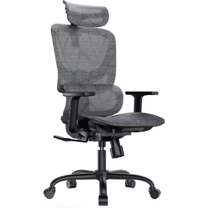 ergonómica de malla, silla de escritorio de respaldo alto con soporte lumbar ajustable, reposabrazos, mecanismo de balanceo, silla ergonómica de gaming de malla - 1