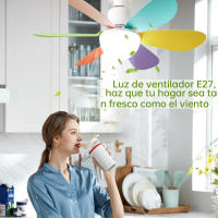Ventilador de techo silencioso de 30 W/40 W, 52 cm(20.45)/42 cm(16.54) con luz LED y control remoto, base E27. - details 2