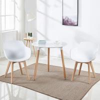 Mesa de Comedor, Estilo escandinavo Ronda Mesa y Patas de Madera de Haya, 80*72 cm, Color Blanco - details 10