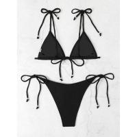 Bikini liso para mujer, color, bolso triangular, traje de baño con cordón, bikini de Europa y América, color, bolso, traje de baño, - details 9