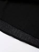 Vestido casual de otoño negro con botones frontales vintage para mujer, cinturón, bordado floral, manga corta/larga y cuello en V. - details 9