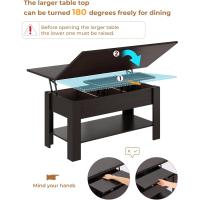 Mesa de Centro Regulable en Altura, Almacenamiento Oculto, 3 en 1, Multifunción, Mesa de Salón, Mesa de Café, Compartimento Abierto, Mesa de Comedor, para Salón, Oficina, Blanco - details 17