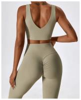 Traje de Yoga Deslizante para Mujer Entrenamiento de Baile Secado Rápido Fitness y Ocio Conjunto de Deporte de Dos Piezas Chaleco+Pantalones - details 16