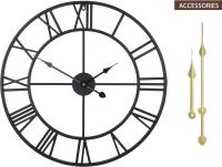Reloj De Pared De Metal Redondo De Estilo Vintage Silencioso Funciona Con Pilas 40cm 47cm 60cm Números Romanos Negros - details 1