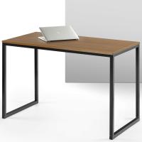 Mesa de escritorio de 119 x 61 x 73 cm, escritorio de oficina de metal y madera, mesa multiusos, color marrón y negro - details 1