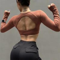 Camisas de Yoga sin costuras para mujer, Top corto acanalado de manga larga, Top deportivo con escote cuadrado, ropa para mujer - details 2