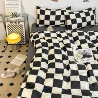 Juego de funda nórdica a cuadros en blanco y negro, juego de cama completo con rejilla geométrica - details 4
