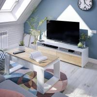 Mesa de Centro elevable Nova Color Roble Nodi y Blanco Artik salón Comedor Estilo nórdico 45-54x105x55 cm - details 13