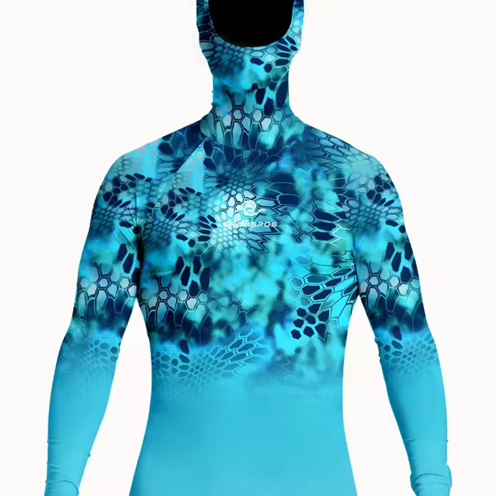 Camiseta deportiva con capucha de camuflaje para hombre, Protección solar transpirable de manga larga para surf y buceo - 1