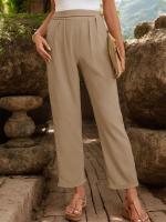 Pantalones Harem de Moda Coreana para Mujer Cintura Alta, Solido, Primavera-Verano, Nuevo - details 5