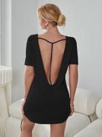 Ropa para el hogar de cuello redondo para mujeres falda corta suelta y cómoda - details 4