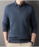 Suéter a cuadros para hombre, jersey de lana, ajustado, elegante, de lujo, falso, de punto, de dos piezas - details 17