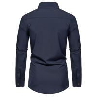 Camisa de manga larga con botones para hombre, camisa informal de negocios, Color sólido, cómoda, Social, Oficina, blusa blanca y negra, moda de otoño - details 11