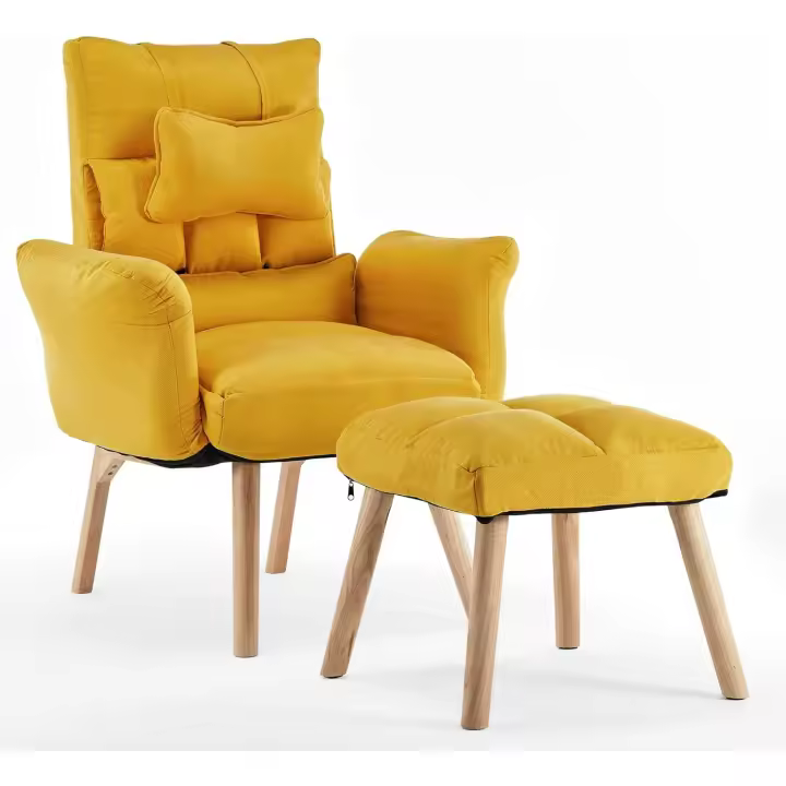 Relájate con reposapiés, sillón reclinable con respaldo ajustable 360 ° Sillón de televisión de terciopelo con marco de madera - 1