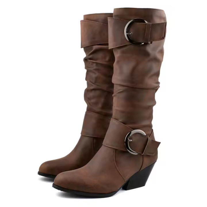 Botas Martin de cuero de tacón alto con forma de cuña para mujer, zapatos de plataforma informales, moda de otoño e invierno - 1