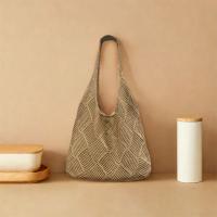 Bolso de mano tejido de punto con huecos para niña, bolso de playa informal de gran capacidad, bolso de compras de Color sólido a la moda para verano - details 4