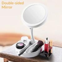 Espejo LED de Doble Cara Carga Batería USB Luz de Maquillaje Portátil con 10X de Ampliación - details 2