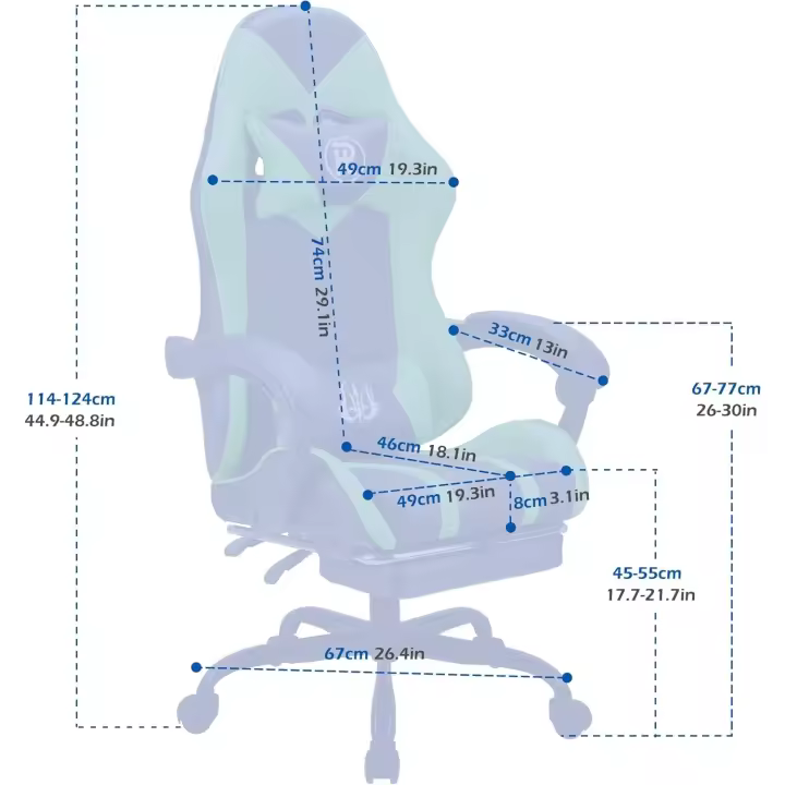 Silla Gaming Silla de Oficina Silla Giratoria Silla de Ordenador Silla de Tareas Silla de Escritorio Silla Ergonómica Silla de Carreras Silla de Cuero Silla PC Gaming (Rojo,con Reposapiés) - 1
