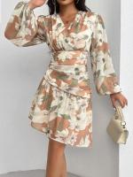 Elegante Vestido de Midi con Cuello en V Moda Vintage de Flores para Mujeres - details 3