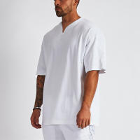 Hombres de moda de verano Casual pollo corazón cuello gran tamaño flojo Hip Hop algodón gimnasio de musculación camiseta de talla grande - details 6