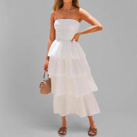 Vestido Largo de Moda Elegante sin Tirantes de Color Sólido para Mujer Primavera 2025 - details 9