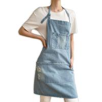 Cómodo delantal vaquero a prueba de aceite, delantales extendidos elegantes Unisex para camarero, delantal de algodón transpirable para tienda de flores para artistas, cafetería - details 9