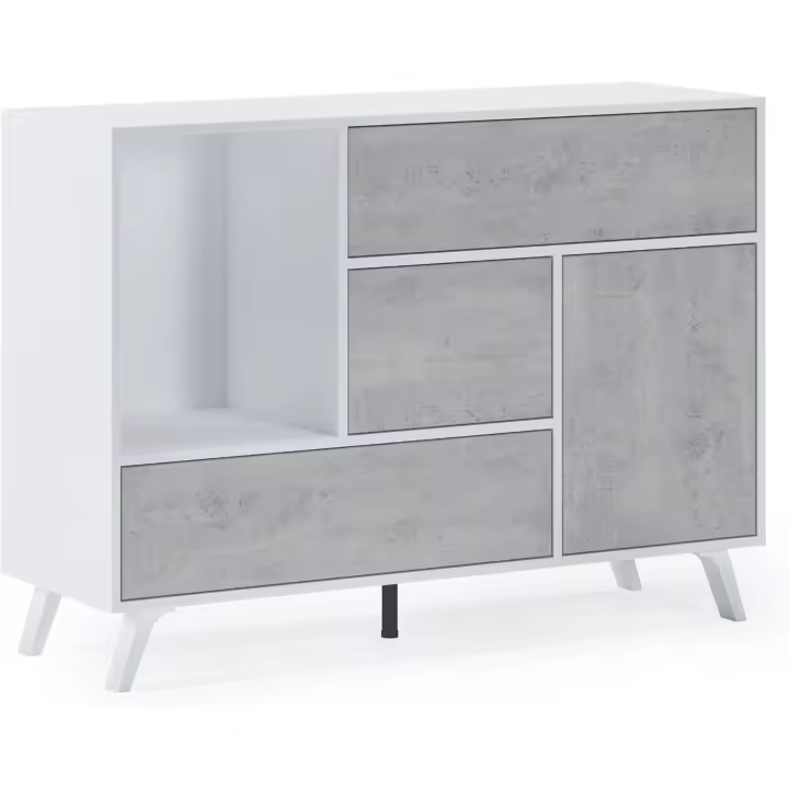 Mueble de Comedor Elegante Estilo Wind Madera Resistente Blanco/Cemento Longitud de 86x120x40cm - 1