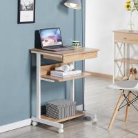 Mesa Ordenador con Ruedas Escritorios Ordenador Pequeña con Bandeja de Teclado Mesa Gaming con Cajón para Estudio,Espacio Límite Negro 79,5x56x51cm Roble Claro - details 3