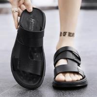 2025 nuevas sandalias de piel de vaca de primera capa zapatos de playa de cuero transpirable para hombres casual suela suave de mediana edad y ancianos papá zapatos de los hombres. - details 18