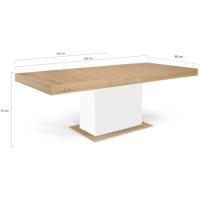 Mesa de comedor extensible rectangular para 6-10 personas, madera y blanco, 160-200 cm - details 3