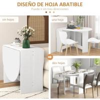 Cocina Plegable Ovalada con Alas Abatibles Estilo Moderno 163x80x75 cm Blanco - details 3