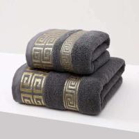 Juego de 2 uds. De toallas deportivas bordadas de algodón 100% negro para baño, regalo de Navidad, uso doméstico y hotelero - details 9